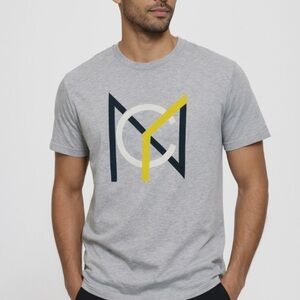 H&M Label Of Graded Goods NYC Logo Light Gray Crew Neck Cotton Blend Tee Size L